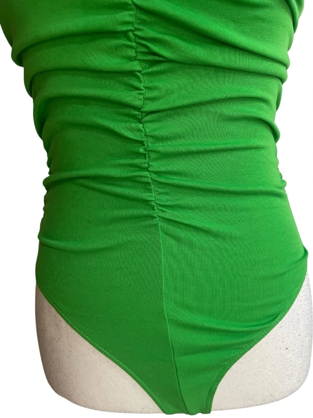 Zara Ruched V-Neck Camisole Bodysuit Green